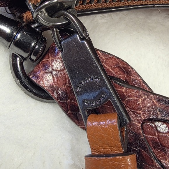 Coach Jules Hobo SUNSET Pebble Leather Snake Embossed Straps Purse Crossb CC756 - Picture 5 of 16